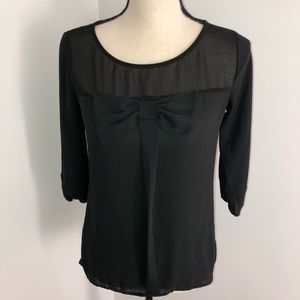 Love Haight black bow front blouse 👚 Size XS
